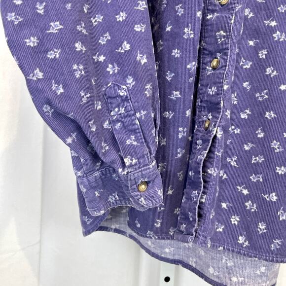 VTG DISNEY Pooh Corduroy Button Shirt Embroidered Tigger Floral Cotton Purple XL - Picture 5 of 10